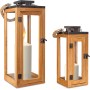 Gadgy Faroles Solares Exterior, Set de 2 Faroles de Ratán, Lámparas de Mesa LED Decorativas para Jardín, Balcón y Terraza -