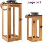 Gadgy Faroles Solares Exterior, Set de 2 Faroles de Ratán, Lámparas de Mesa LED Decorativas para Jardín, Balcón y Terraza -