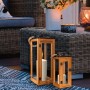 Gadgy Faroles Solares Exterior, Set de 2 Faroles de Ratán, Lámparas de Mesa LED Decorativas para Jardín, Balcón y Terraza -