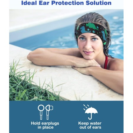 MoKo Diadema de Natación Impermeable, Banda Cabeza Ajustable Antideslizante Protección Orejas Cabello Fijación de Tapones Patrón