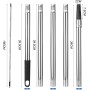 Barra de extensión de rodillo de pintura, 5 piezas, acero inoxidable, barra de extensión telescópica con adaptador cónico para