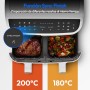 MEDION P20 XXL Heißluftfritteuse mit 2 Kammern (8.7 Liter, Airfryer, 2,600 Watt, Double Camper, 9 Automatikprogramme, 2