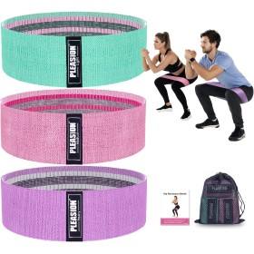 PLEASION Bandas Elasticas Musculacion Fitness, Set de 5 Gomas Elasticas Musculacion Antideslizantes de Tela, Cintas elasticas