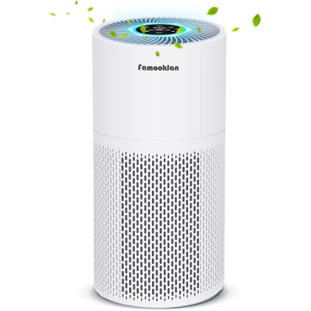 FAMOOKLAN Allergic Air Purifier with H13 HEPA Filter, Air Quality Indicator, 5 Speed Levels, Removes 99.97% of Odors, Dust and