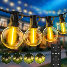 YRATERVSR Guirnalda-Luces-Exterior-Jardín-Led 15M G40 Bombillas 50ft Luz Exteriores Guirnaldas Dimmable IP44 Impermeable