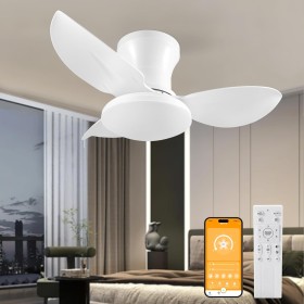 YrgePowk Ventilador Techo con Luz - Ventilador Silencioso con Mandos a Distancia 60W - 6 Velocidades Dc Reversible Ventilador