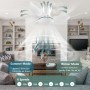 YrgePowk Ventilador Techo con Luz - Ventilador Silencioso con Mandos a Distancia 60W - 6 Velocidades Dc Reversible Ventilador