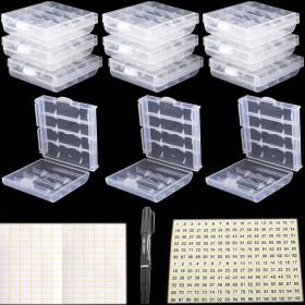 RUNCCI-YUN 12 Piezas Organizador para Pilas,Caja de Batería para AA y AAA,Caja de Batería de Plástico,Caja de Almacenamiento