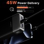JUOVI Banco de energía portátil J2621, batería de 20000 mAh, Carga rápida de 45 W, Compatible con Switch, MacBook, Tablet, DELL,