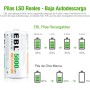 EBL C Batería 5000 mAh - Batería Recargable NI-MH Paquete de 4 con Caja de Almacenamiento, batería Tipo C