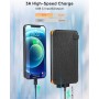 Hiluckey Cargador Solar 25000mAh, Portátil Power Bank con 4 Paneles Solar Dual Puertos USB 2.1A Carga Rápida Impermeable Batería