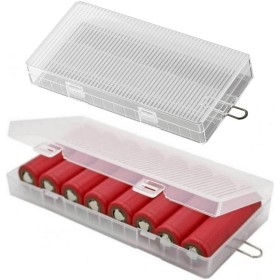 8 Celda 18650 Case De Almacenamiento De Batería De Plástico Con Soporte De Gancho Impermeable Transparente Transparente