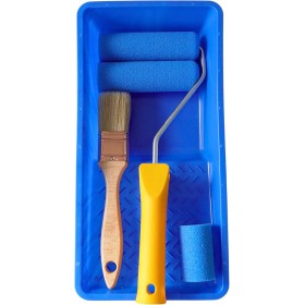 DAN&MAR® Kit Completo de Rodillo Azul para Muebles y Paredes. Incluye Cubeta + Rodillo de Espuma Azul pequeño para Esmalte