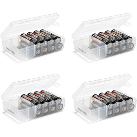 tooefft Juego de 4 cajas de batería, dos pilas AA y dos AAA, caja de almacenamiento de batería, organizador de batería, soporte