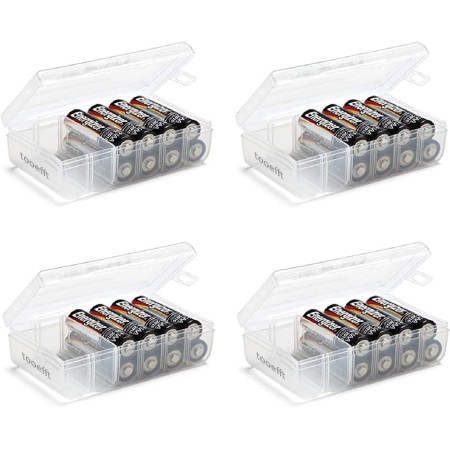 tooefft Juego de 4 cajas de batería, dos pilas AA y dos AAA, caja de almacenamiento de batería, organizador de batería, soporte