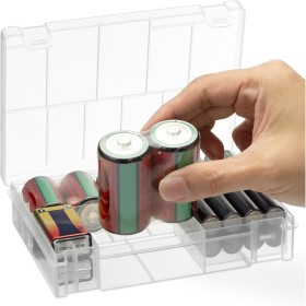kwmobile Caja de Almacenamiento de Baterias - Estuche Transparente Organizador de Pilas y Baterías Externas Portatiles - de 18,2