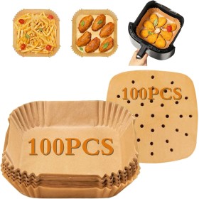 Mokaskaidj 200 Pieces Air Fryer Paper, BPA Free Paper Air Fryer Square Oven Oil Proof Waterproof Disposable Non-stick, For Oven,
