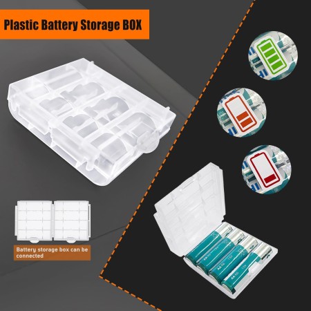 6 Piezas 6x1.5V AA Caja de Soporte de Batería, KUOQIY 9V AA Caja de Almacenamiento de Batería con Cables, AA Caja de Batería de
