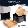 SIRIVEL Air Fryer Paper with Handles, 100% Natural and BPA Free, 100pcs, 40g Thick, 16-20cm, Anti-Stick, for 4-5L Square Fryers