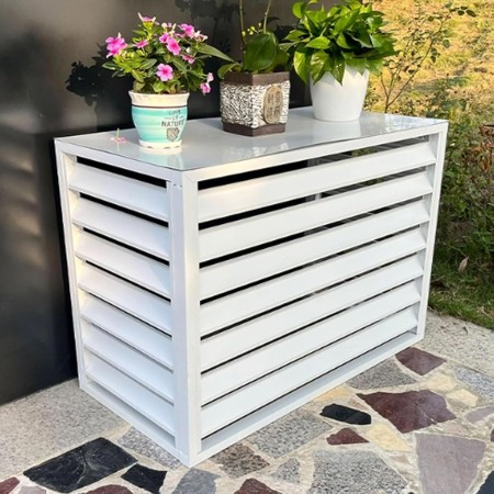 Air Conditioner Outdoor Unit Cover, Aluminum Alloy Air Conditioner Outer Frame Protective Cover, for Balcony Garden (Grey, 3