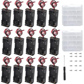 VISSQH 15 Piezas AAA Soporte de Batería,2 x 1.5V Caja de Batería,3V AAA Caja de Soporte de Batería Caja de Almacenamiento de