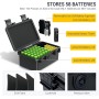 KIWIFOTOS Maletín de almacenamiento de batería con comprobador de batería, organizador de batería duro para 30 ranuras AA, 18
