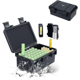 KIWIFOTOS Maletín de almacenamiento de batería con comprobador de batería, organizador de batería duro para 30 ranuras AA, 18