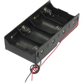 PEKKA Negro 4 x 1.5V D Sostenedor de bateria Caja Estuche de Almacenamiento con Plomo de Alambre