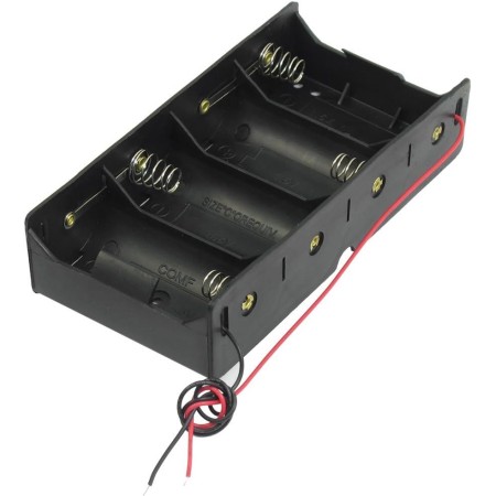 PEKKA Negro 4 x 1.5V D Sostenedor de bateria Caja Estuche de Almacenamiento con Plomo de Alambre