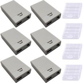 GTIWUNG 6 Piezas 3x1.5V AA Caja de Soporte de Batería Blanco,Enchufe Hembra USB,4.5V AA Caja de Almacenamiento de Batería con