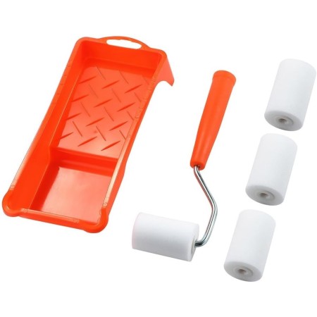 Gdfnmogo Kit de tanque a cuenco, juego de rodillos de pintura, cubiertas de espuma de alta densidad, rodillos pequeños para