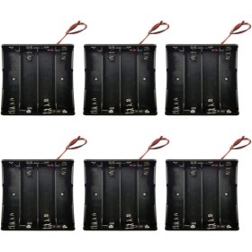 GTIWUNG 6Pcs 4 × 3.7V 18650 Caja de Soporte de Batería Caja de Almacenamiento de Batería de Plástico con Cables (4 Solts)