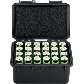 JJC 21700 - Caja de batería resistente al agua para 24 piezas de batería 21700/20700 y todas las baterías de tamaño similar,