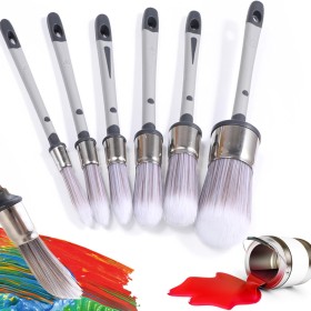 MZSX 6pcs Brocha de Pintar Redonda, brocha de Pintar para Paredes, brochas de Pintar para decoración de Paredes Juego de brochas