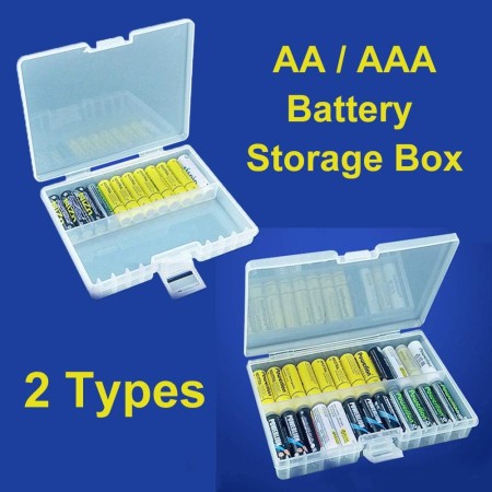 2 cajas de almacenamiento de baterías transparentes rígidas, 48 celdas, cajas de baterías transparentes, contenedor de garaje,