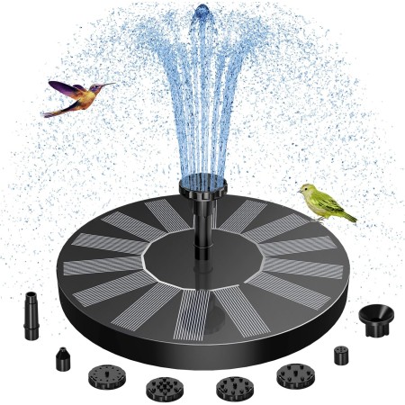 AISITIN Fuente Solar Jardin Exterior, Fuente Solar Flotante Bomba con 6 Boquillas para Baño de Pájaros, Estanque Acuario y