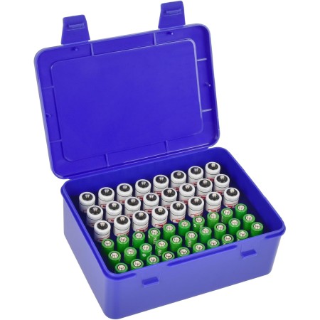 Caja de almacenamiento de pilas para 54 pilas AAA, almacenamiento de pilas, caja de almacenamiento de pilas