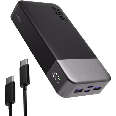 NOBIS Bateria Externa Movil 20000mah,PD3.0 45W Batería Portátil Carga Rápida,QC4.0 Power Bank con Pantalla LED para MacBook,
