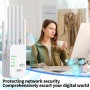 Repetidor WiFi, Potente Amplificador de señal WiFi, 6 Antenas, 2 Puertos LAN, Cobertura de hasta 1200 Metros Cuadrados,