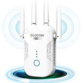 QLOCOM 2025 Nuevo Amplificador Señal WiFi 1200Mbps Repetidor WiFi, Banda Dual 5GHz y 2.4GHz WiFi Booster con WPS, Repetidor WiFi