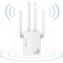 AILKIN Repetidor WiFi, Amplificador Wi-Fi Blanco 1200Mbps Doble Banda 2.4G/5G, Amplificador WiFi, 2 Puertos LAN/WAN, 4 Antenas,
