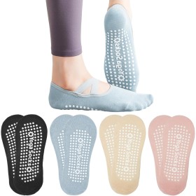 4 Pares Comodos Calcetines Yoga Pilates Para Mujeres y Hombres Antideslizantes Calcetines Artes Calcetín Marciales Tobillero