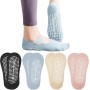 4 Pares Comodos Calcetines Yoga Pilates Para Mujeres y Hombres Antideslizantes Calcetines Artes Calcetín Marciales Tobillero