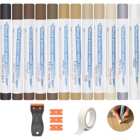 Set de 12 Colores Reparador Arañazos Madera, Reparador Madera, Masilla Madera, Masilla para Madera, Masilla Reparadora Madera