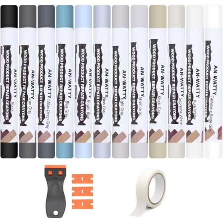 Set de 12 Colores Reparador Arañazos Madera, Reparador Madera, Masilla Madera, Masilla para Madera, Masilla Reparadora Madera