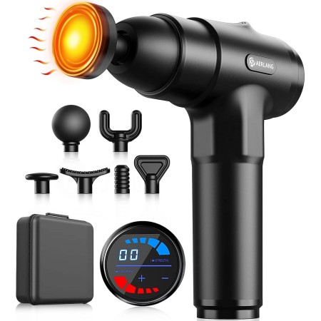 AERLANG Pistola de Masaje Muscular, Pistola Masajeadora Muscular Eléctrica Masajeador de Músculos de,Seis Cabezales Ajustables