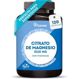 Citrato de magnesio - 120 cápsulas vegetales - 1520 mg de citrato de magnesio por dosis diaria - Ideal para deportistas -