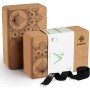Overmont Baldosas de Yoga de Corcho，2 Yoga Block Natural Ecológico,con correas para yoga, pilates, fitness en general y