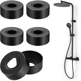 6 Piezas Roseta de Cubierta Negra, Cubierta de Tubo de Grifo, Ø 25 mm Embellecedor Radiador Grifo Cubre Rosetas de Acero
