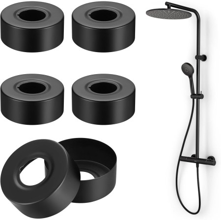 6 Piezas Roseta de Cubierta Negra, Cubierta de Tubo de Grifo, Ø 25 mm Embellecedor Radiador Grifo Cubre Rosetas de Acero